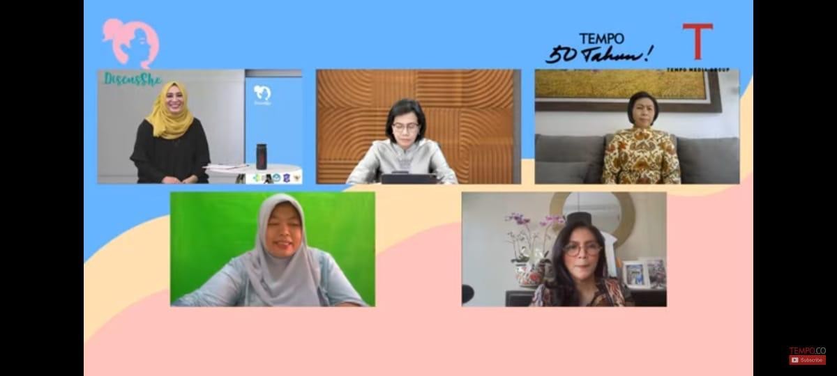 Bupati Yasti bersanding dengan Menkeu RI dan beberapa perempuan hebat saat menjadi pembicara pada diskusi yang digelar oleh Tempo Group.